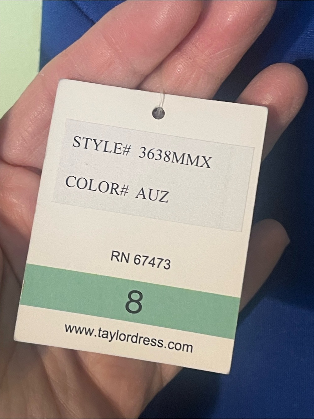 NWT- Taylor blue sleeveless shift dress with feather hem. Size 8 - Picture 6 of 8